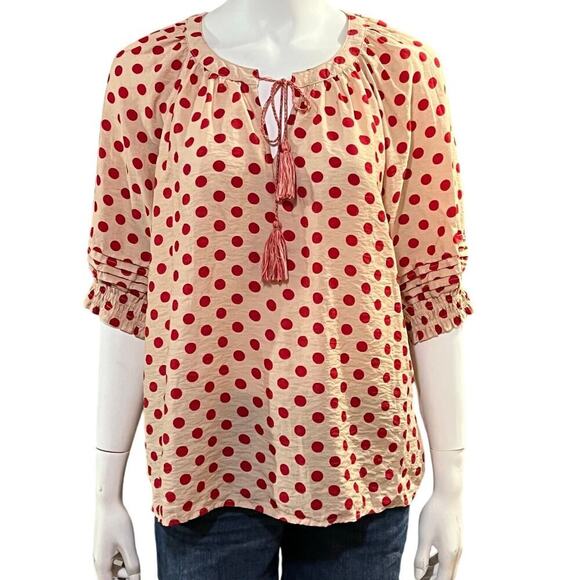 Ellison Womens Polka Dot Tassel Blouse Size Large - Picture 12 of 12